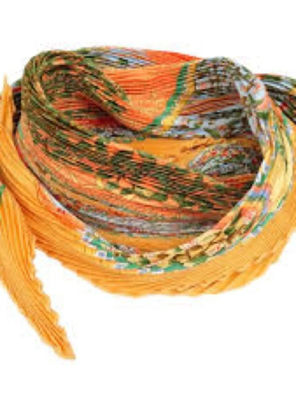 HERMES Carre 90 Pleated AXIS MUNDI Unisex Scarf Orange with box - Picture 2 of 9